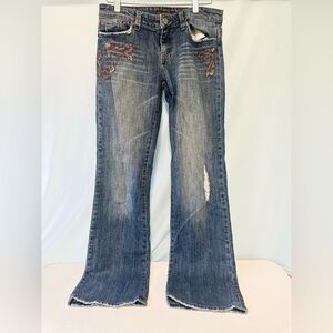 Vintage American Eagle Embelished Straight Leg Jeans Stretch Bohemian